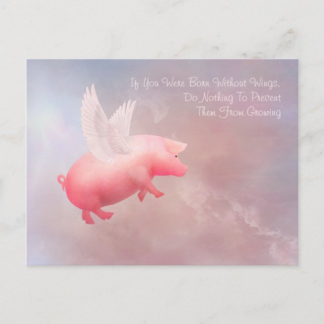 Flying Pig Grow Your Wings Postcard (Front)