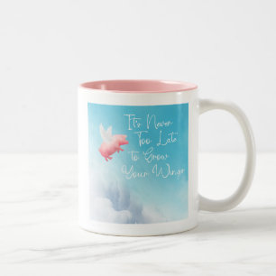 Flying Pig-Grow Your Wings  Two-Tone Coffee Mug