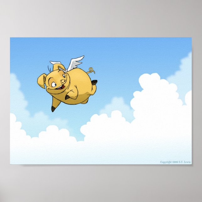 Flying Pig in the Clouds Poster (Front)