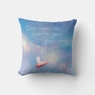 Flying Pig-It's never too late to grow your wings Throw Pillow