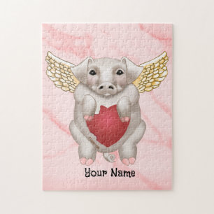 Flying Pig Love personnalisé Jigsaw Puzzle