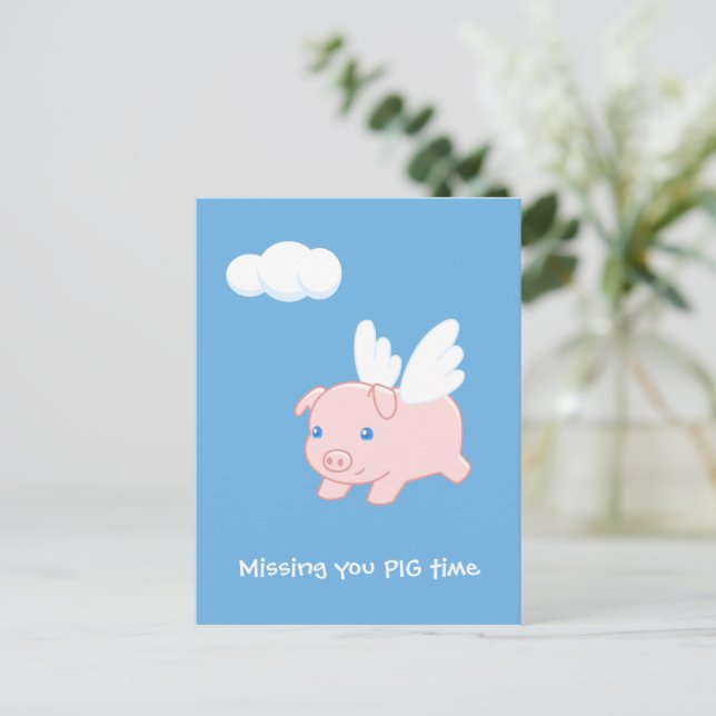 Flying Pig Missing You Postcard (Standing Front)