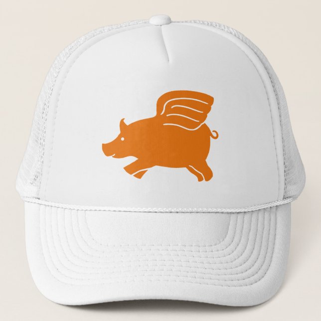 Flying Pig - Orange Trucker Hat (Front)