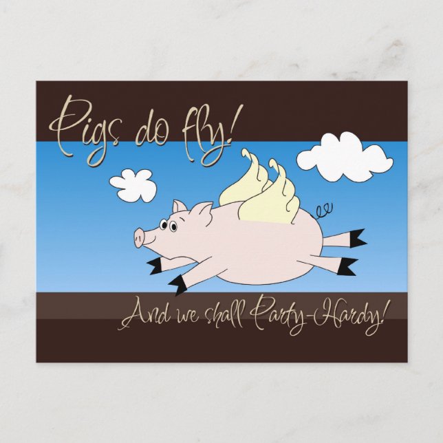 Flying Pig Party Invitations (Front)