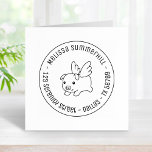 Flying Pig, Piglet with Wings Round Address 3 Rubber Stamp<br><div class="desc">Simple vector illustration of an adorable flying pig with wings. Please note,  you may need to adjust the information you enter by adding or deleting some characters,  to make the name and the address properly aligned.</div>