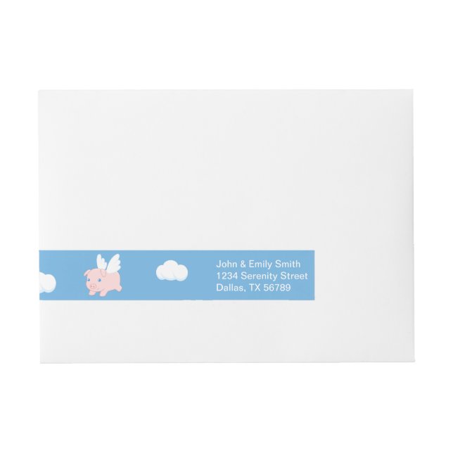 Flying Pig - Piglet with Wings Wraparound Address Label (Front)