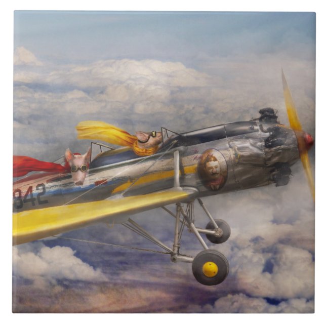 Flying Pig - Plane -The joy ride Tile (Front)