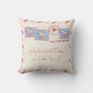 Flying Pig Postage-Deliver Yourself Throw Pillow