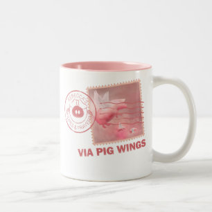 Flying Pig Postage-Deliver Yourself Two-Tone Coffee Mug