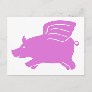 Flying Pig Postcard - Pink