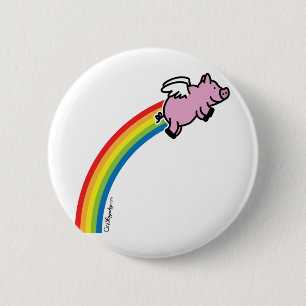 Flying Pig Rainbow 2 Inch Round Button