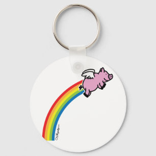 Flying Pig Rainbow Keychain
