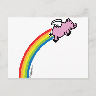 Flying Pig Rainbow Postcard