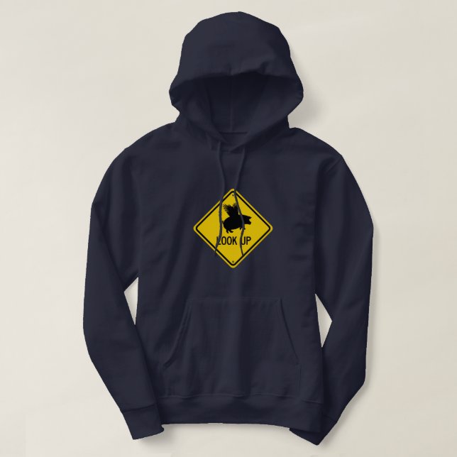 Flying Pig Road Sign Hoodie (Design Front)