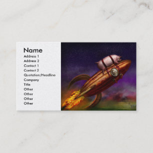 Flying Pig - Rocket - To the moon or bust Business Card
