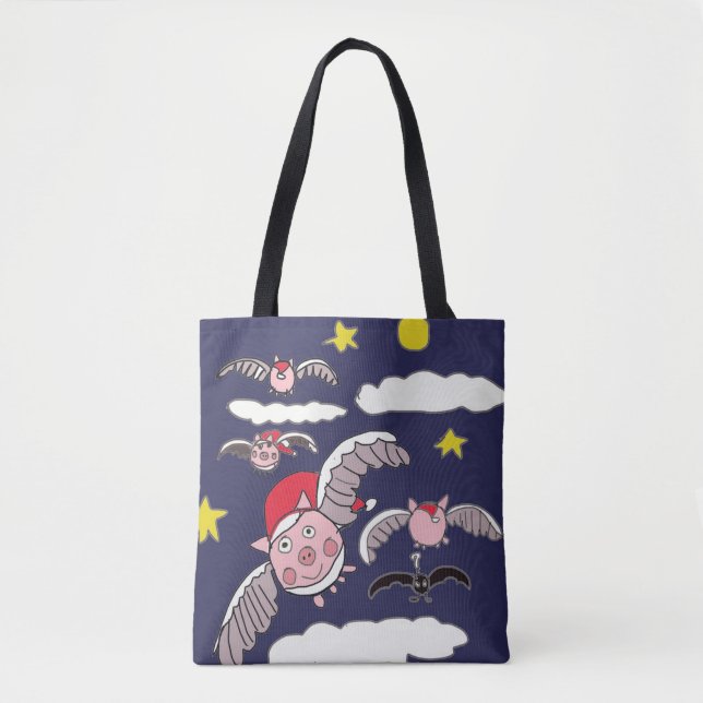 Flying Pig Santa  Tote Bag (Front)
