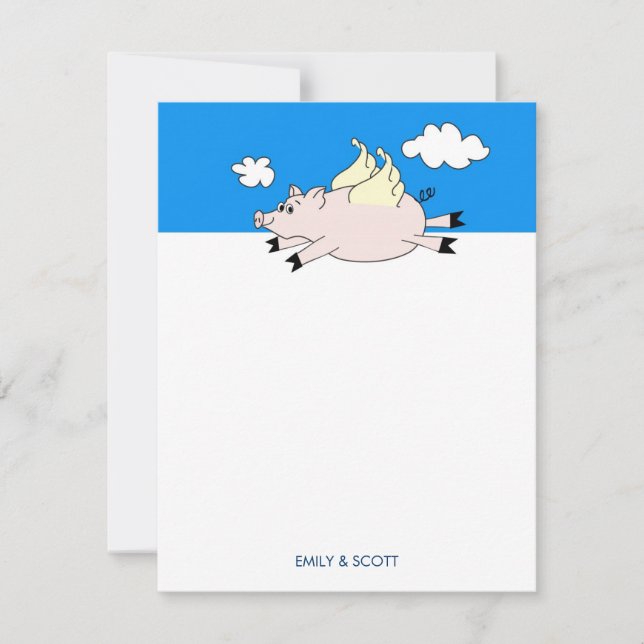 Flying Pig Stationery Note Cards (Front)