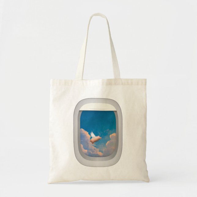flying pig through airplane window bag (Front)