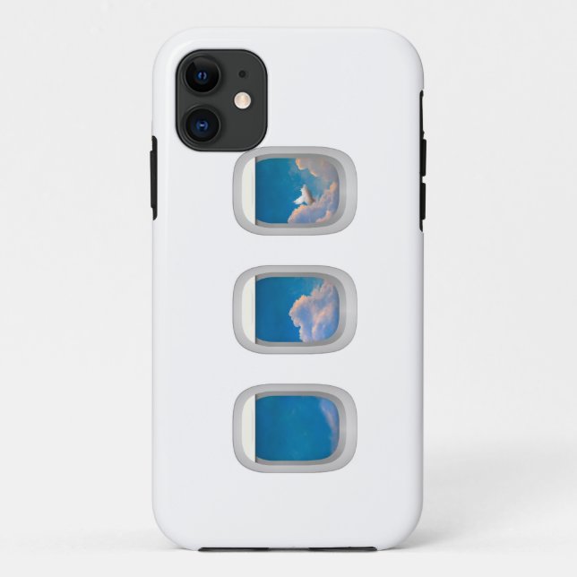 flying pig through airplane window iphone case (Back)