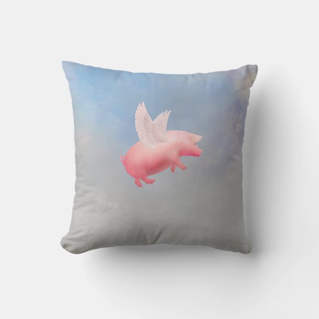 Flying Pig Throw Pillow (Front)