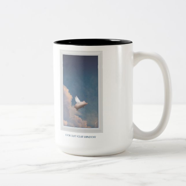 flying pig Two-Tone coffee mug (Right)