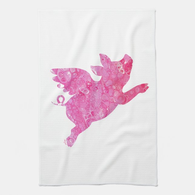Flying Pig, When Pigs Fly, Kitchen Towel (Vertical)
