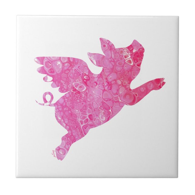 Flying Pig, When Pigs Fly, Pig Gifts, Pig Art, Tile (Front)