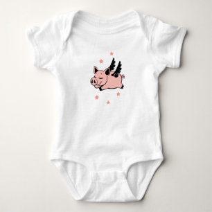 Flying Pig with Angel Wings Fly Pigs Baby Bodysuit