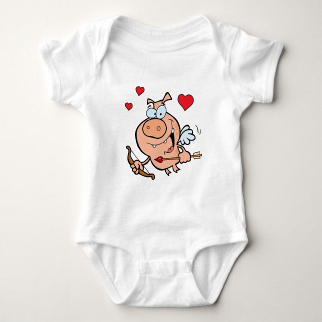 Flying Pig with Bow and Arrow Baby Bodysuit (Front)