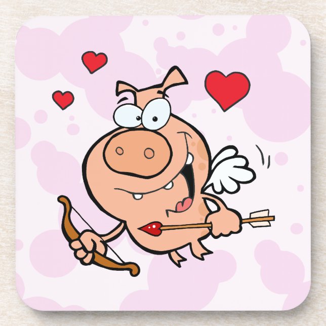 Flying Pig with Bow and Arrow Coaster (Front)