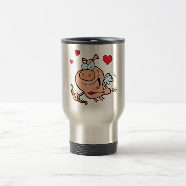 Flying Pig with Bow and Arrow Travel Mug (Center)