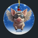 Flying Pig with Santa Cap Personalized Ornament<br><div class="desc">Add a touch of whimsy to your Christmas tree with this adorable personalized flying pig ornament! Crafted with care, this charming decoration captures the magic of the season with its intricate details and festive flair. Perfect for pig lovers or anyone who believes in the magic of flying pigs, this ornament...</div>
