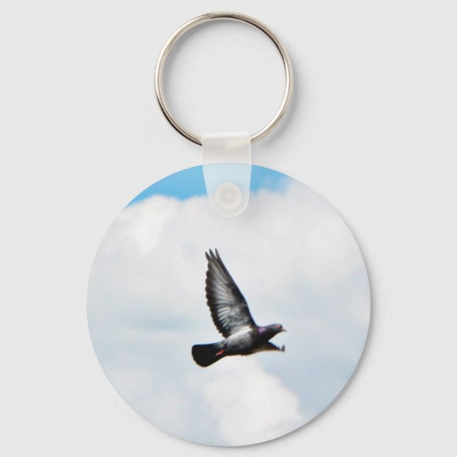 Flying Pigeon On Sky Keychain (Front)