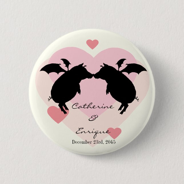 Flying piggies 2 inch round button (Front)