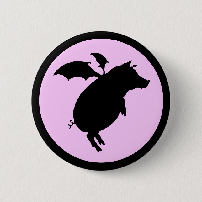 Flying piggy 2 inch round button (Front)