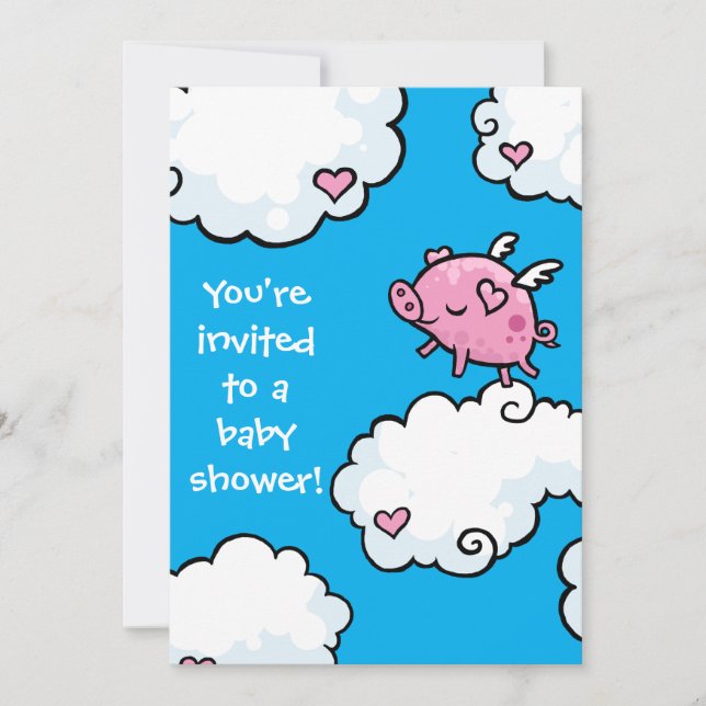 Flying Piggy Baby Shower invite (Front)