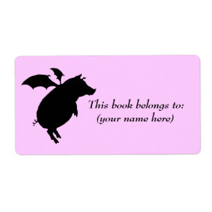 Flying piggy bookplate, square
