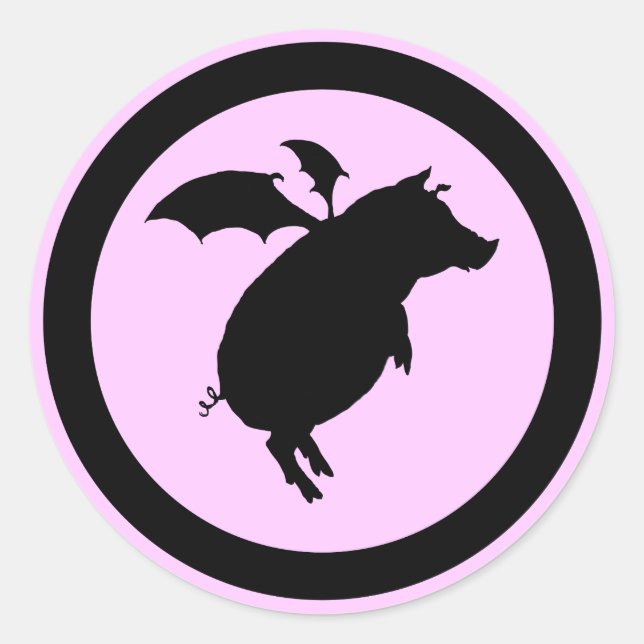 Flying piggy classic round sticker (Front)