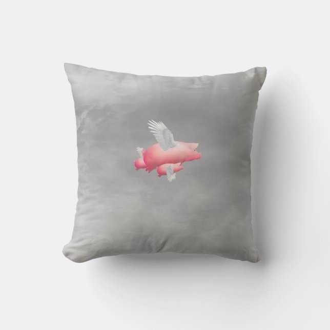 Flying Piglets Throw Pillow (Front)