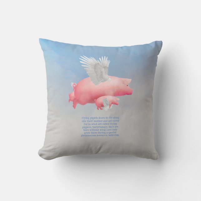 Flying Piglets Throw Pillow (Front)