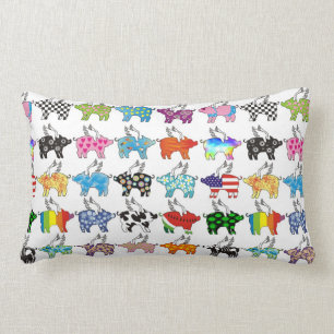 Flying pigs all in a row pillow