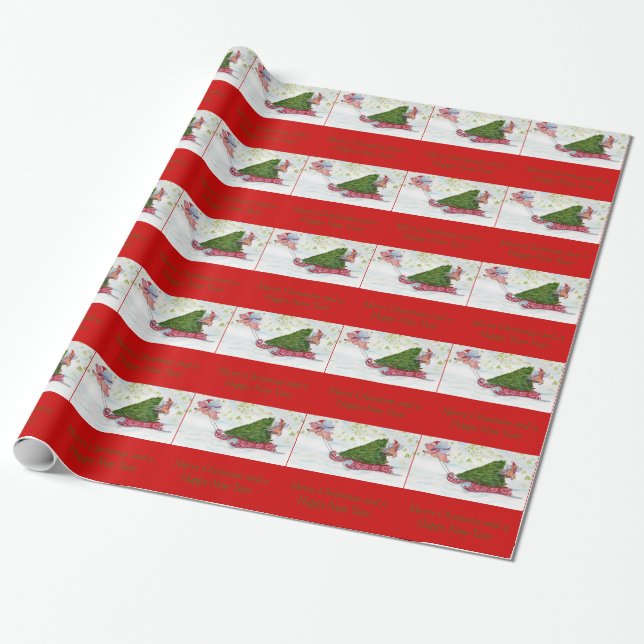 Flying Pigs Bring Home the Perfect Christmas Tree Wrapping Paper (Unrolled)