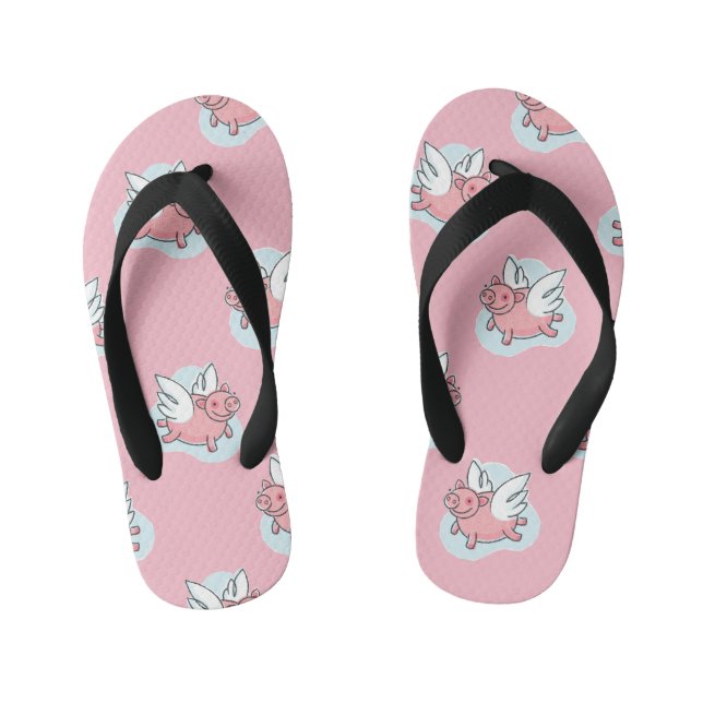 Flying Pigs Chinese Year Zodiac Choose Colour KFF Kid's Flip Flops (Footbed)