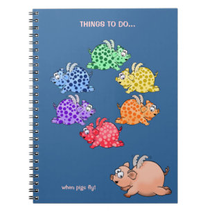 Flying pigs colour wheel notebook. notebook