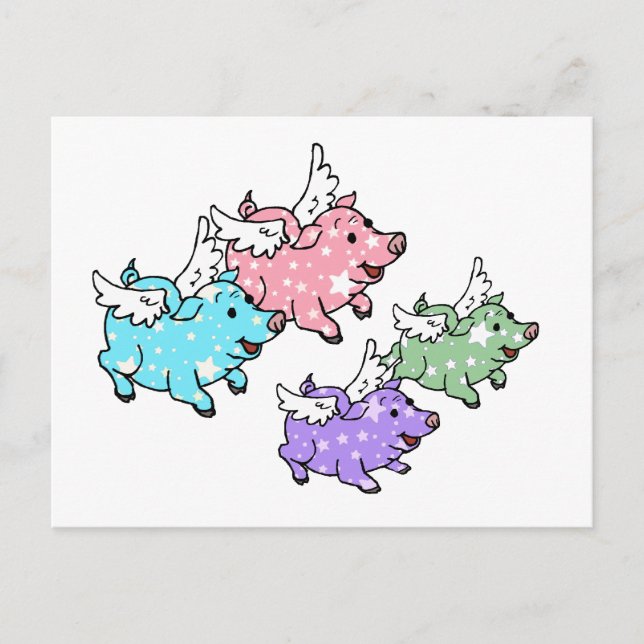Flying Pigs Family Postcard (Front)