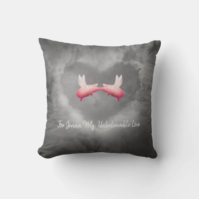 Flying Pigs In Love-Personalized Throw Pillow (Front)
