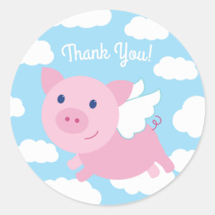 Flying Pigs Kid's Birthday Party Classic Round Sticker