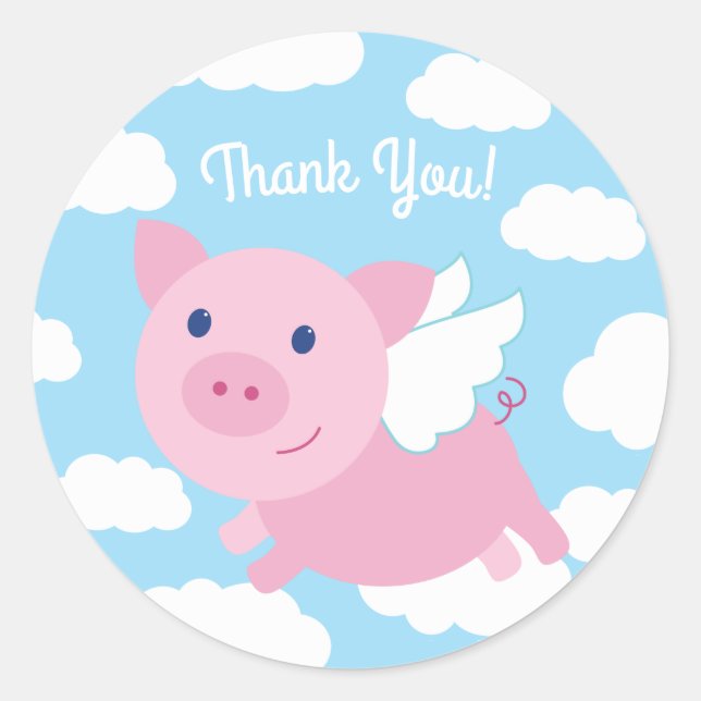 Flying Pigs Kid's Birthday Party Classic Round Sticker (Front)