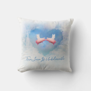Flying pigs Kissing-True Love Is Unbelievable Throw Pillow
