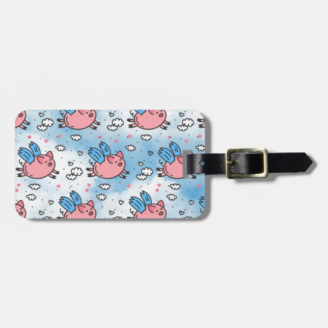 flying pigs luggage tag (Front Horizontal)